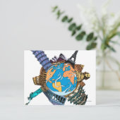 Verschiedene berühmte Orte der Welt Postkarte (Stehend Vorderseite)