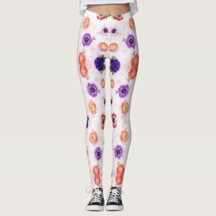Verschiedene Blume und Typen auf weißem Hintergrun Leggings