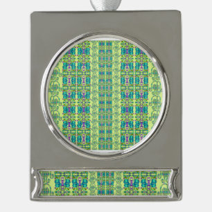 Verschiedene Blumen-Cupflowers Banner-Ornament Silber