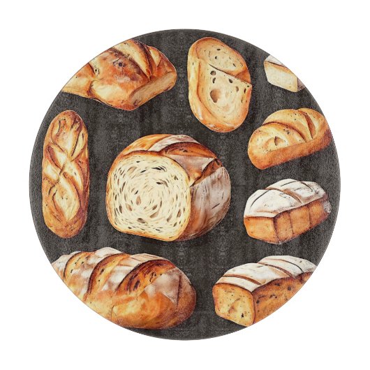 Verschiedene Brote vom Artisan Bäcker Schneidebrett (Vorderseite)