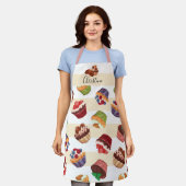 Verschiedene bunte Kuchenmuster Schürze (Getragen)