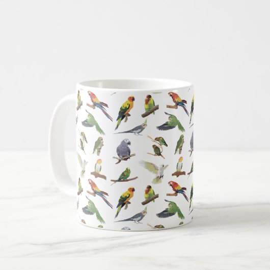 Verschiedene bunte Papageien Kaffeetasse (Vorderseite Links)