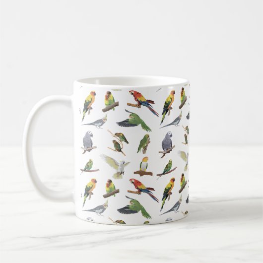 Verschiedene bunte Papageien Kaffeetasse (Links)