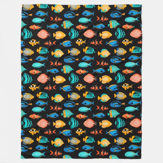 Verschiedene bunte tropische Fischmuster Fleecedecke (Vorderseite)