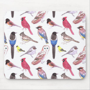 Verschiedene bunte Vogel-Aquarellmalerei Mousepad