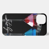 Verschiedene Cocktails in Martini-Brillen auf schw iPhone Hülle (Rückseite (Horizontal))