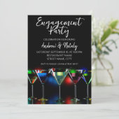 Verschiedene Cocktails in Martini Brillen mit Lich Einladung (Stehend Vorderseite)