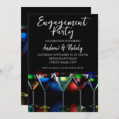 Verschiedene Cocktails in Martini Brillen mit Lich Einladung (Vorne/Hinten)