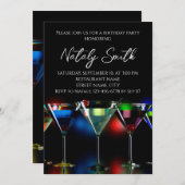 Verschiedene Cocktails in Martini Brillen mit Lich Einladung (Vorne/Hinten)