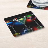 Verschiedene Cocktails in Martini Brillen mit Lich Rechteckiger Pappuntersetzer (angewinkelt)