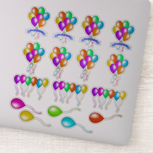 Verschiedene farbenfrohe festliche Balkone mit meh Aufkleber (Detail)