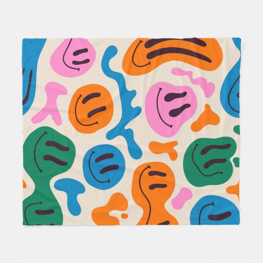 Verschiedene farbenfrohe, schmelzende Gesichter. L Fleecedecke (Vorderseite (Horizontal))