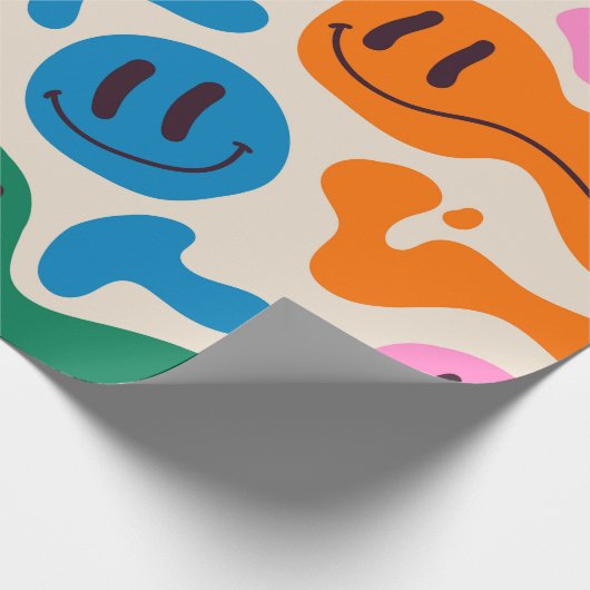 Verschiedene farbenfrohe, schmelzende Gesichter. L Geschenkpapier (Ecke)