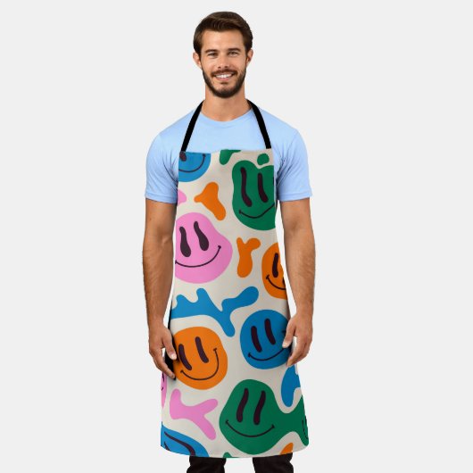 Verschiedene farbenfrohe, schmelzende Gesichter. L Schürze (Getragen)