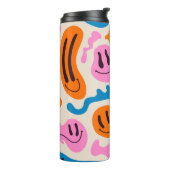 Verschiedene farbenfrohe, schmelzende Gesichter. L Thermosbecher (Nach links gedreht)