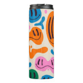 Verschiedene farbenfrohe, schmelzende Gesichter. L Thermosbecher (Rückseite)