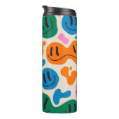 Verschiedene farbenfrohe, schmelzende Gesichter. L Thermosbecher (Nach rechts gedreht)