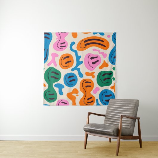 Verschiedene farbenfrohe, schmelzende Gesichter. L Wandteppich (Beispiel (Horizontal))