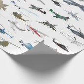 Verschiedene farbige Flugzeuge und Hubschrauber Geschenkpapier (Ecke)