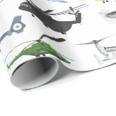 Verschiedene farbige Flugzeuge und Hubschrauber Geschenkpapier (Rolleneckpunkt)