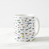 Verschiedene farbige Flugzeuge und Hubschrauber Kaffeetasse (VorderseiteRechts)