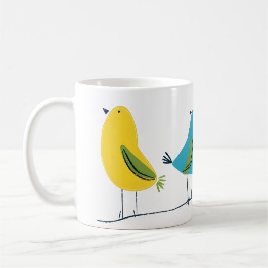 Verschiedene farbige Vögel auf einer TASSE (Links)