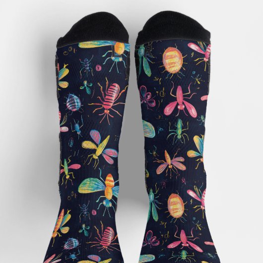 Verschiedene flatternde Bugs Chalk Zeichnend Muste Socken (Oben)