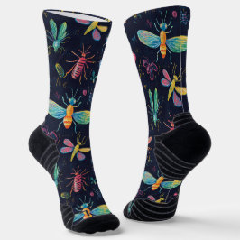 Verschiedene flatternde Bugs Chalk Zeichnend Muste Socken