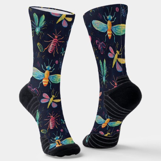 Verschiedene flatternde Bugs Chalk Zeichnend Muste Socken (Gewinkelt)