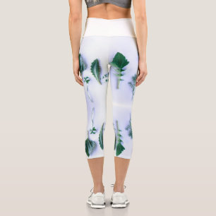Verschiedene Form Grüne Blätter Natur fühlen sich Capri Leggings