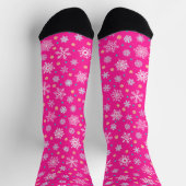 Verschiedene Formen Schneeflocken Pink Hot Pink el Socken (Oben)