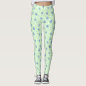 Verschiedene Formen Snowflake Grüne Pastel Frühlin Leggings (Vorderseite)