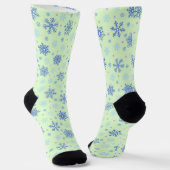 Verschiedene Formen Snowflake Grüne Pastel Frühlin Socken (Gewinkelt)