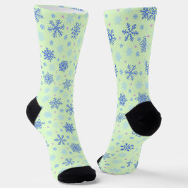 Verschiedene Formen Snowflake Grüne Pastel Frühlin Socken