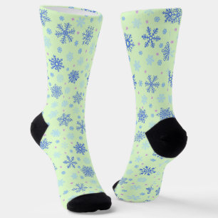 Verschiedene Formen Snowflake Grüne Pastel Frühlin Socken