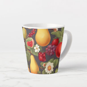 Verschiedene Früchte, üppige Blätter und wundersch Milchtasse