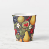 Verschiedene Früchte, üppige Blätter und wundersch Milchtasse (Vorderseite)