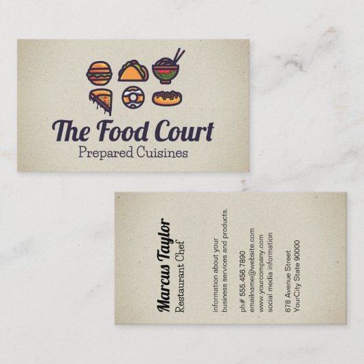 Verschiedene Gerichte Visitenkarte (Vorne/Hinten)