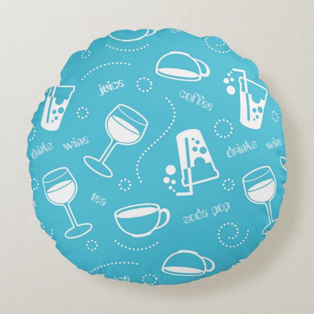 Verschiedene Getränke Rundes Kissen (Vorderseite)