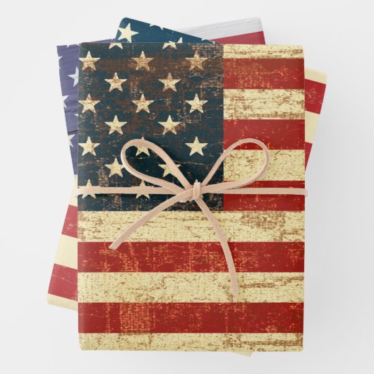 Verschiedene grungy American Flag der USA Geschenkpapier Set (Beispiel)