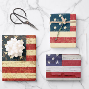 Verschiedene grungy-amerikanische Flagge der USA Geschenkpapier Set