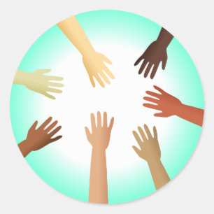 Verschiedene Hände Runder Aufkleber