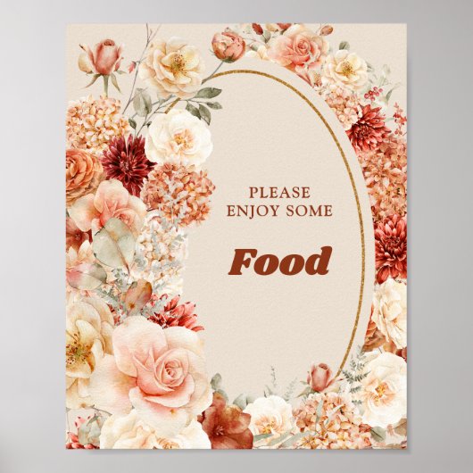 Verschiedene Herbstblütenfrüchte in Rost, Elfenbei Poster (Vorne)