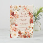 Verschiedene Herbstblütenrostie Elfenbeinblüte Save The Date (Stehend Vorderseite)