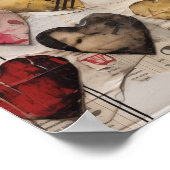 Verschiedene Herzen mit Collage Papier Texturen Poster (Ecke)