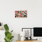Verschiedene Herzen mit Collage Papier Texturen Poster (Heimbüro)
