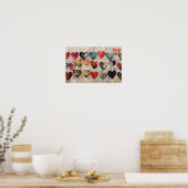 Verschiedene Herzen mit Collage Papier Texturen Poster (Küche)