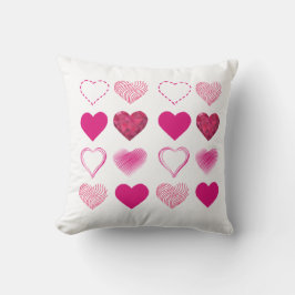 Verschiedene Herzformen in gleichmäßigen Mustern Kissen