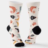 Verschiedene Hühner auf weißem Hintergrund Socken (Gewinkelt)