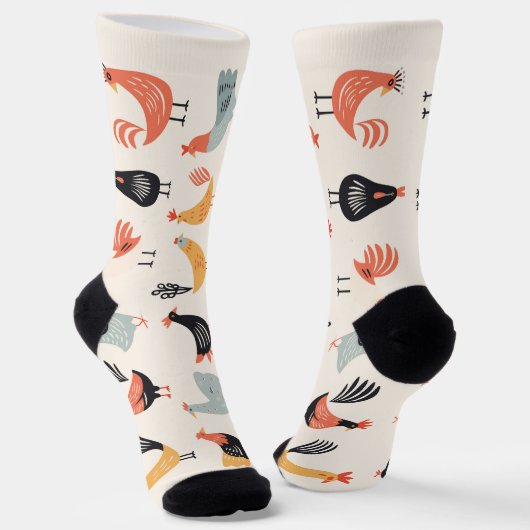 Verschiedene Hühner auf weißem Hintergrund Socken (Gewinkelt)